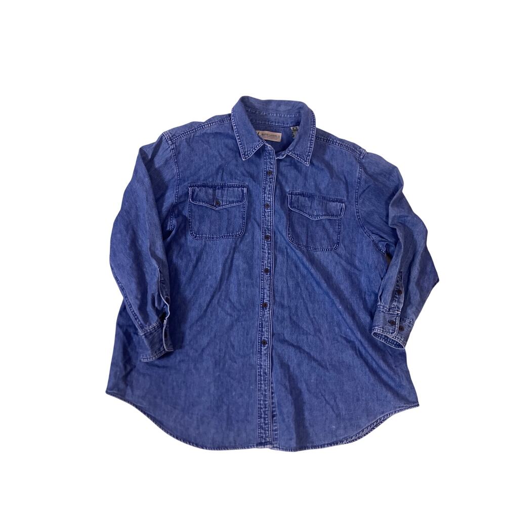 intage 90s Marshall Landing II Faded Denim Shirt Womens XL Cotton